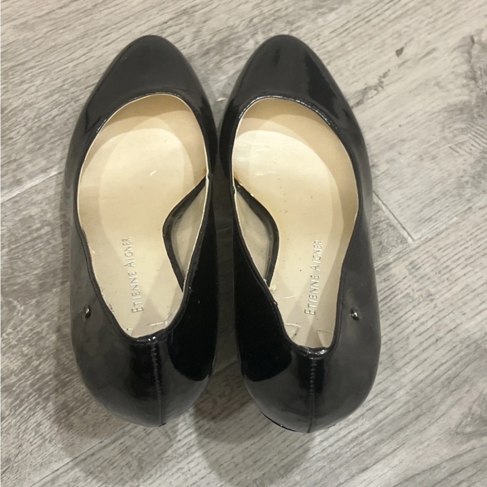 Etienne Aigner Women’s Drew Pumps Size 8 M Black‎ Patent Leather Slip-On Heels - Picture 8 of 11